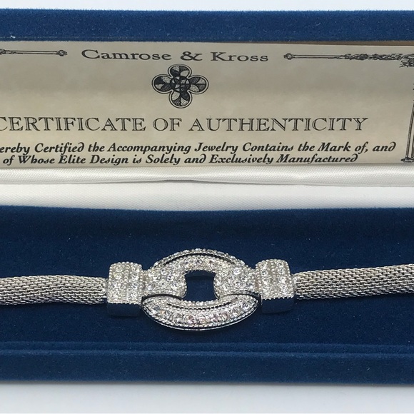 Camrose & Kross Rhodium Plated Mesh Bracelet With Crystals JBK - Picture 10 of 11